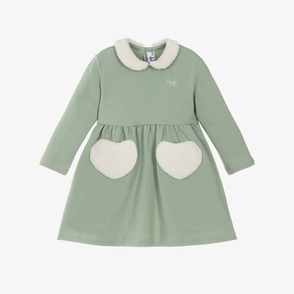 Il Gufo - Girls Green Cotton Jersey Dress | Childrensalon