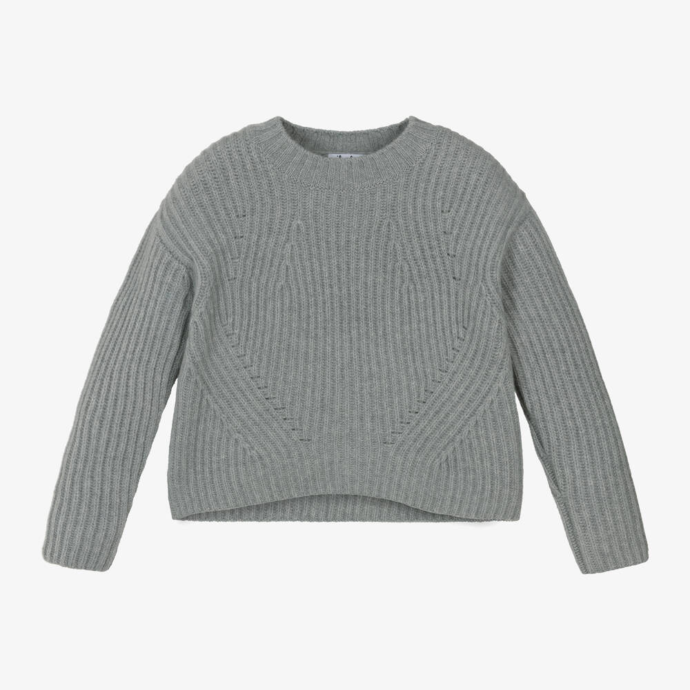 Il Gufo - Girls Grey Merino Wool Sweater | Childrensalon