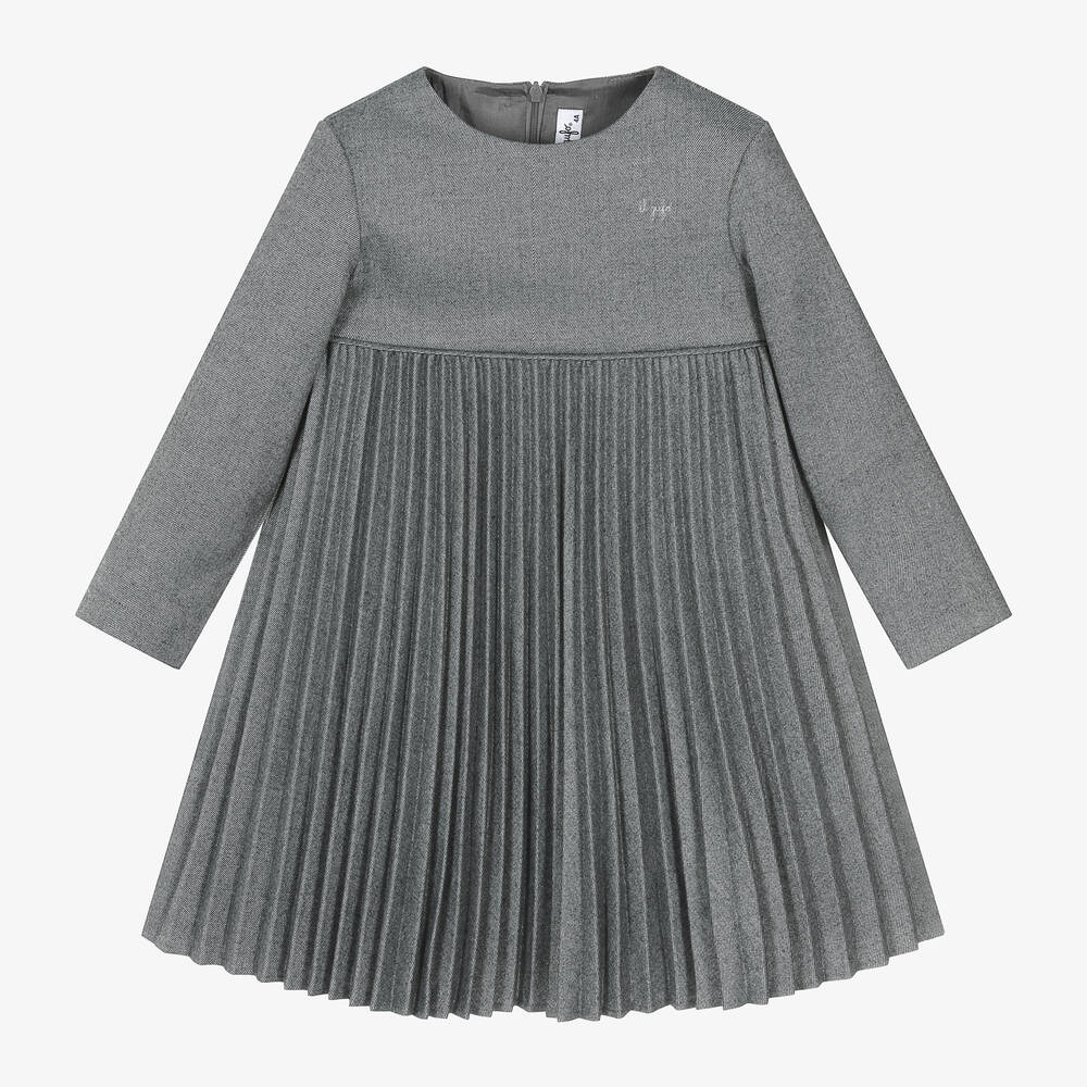 Il Gufo - Girls Grey Pleated Dress | Childrensalon