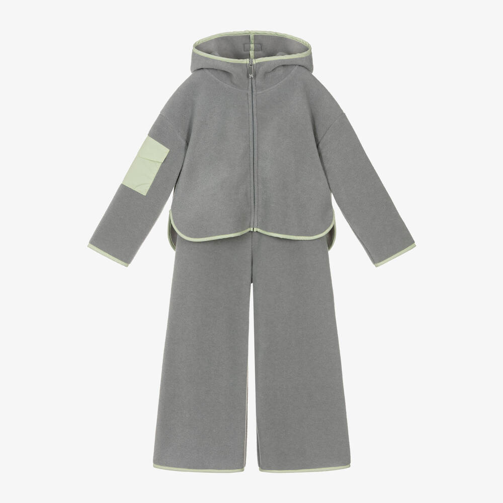 Il Gufo - Girls Grey Wide Leg Tracksuit | Childrensalon