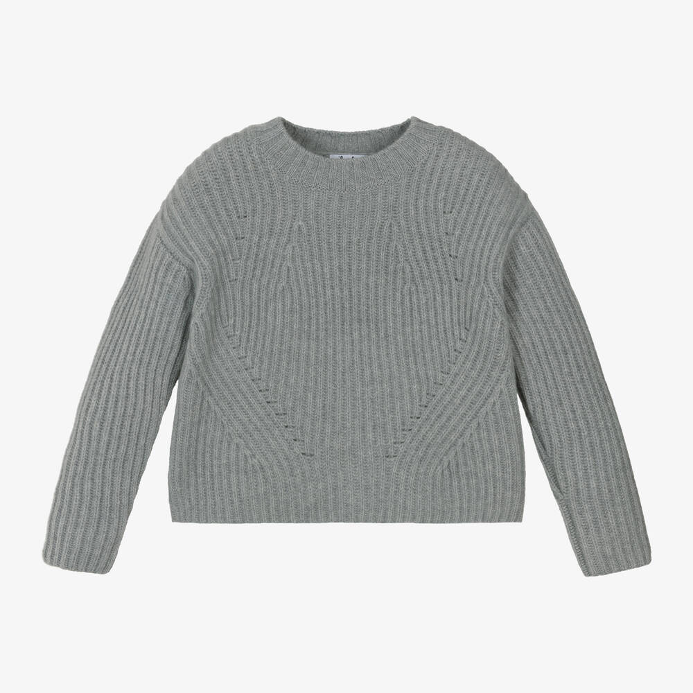 Il Gufo - Girls Grey Wool Sweater | Childrensalon