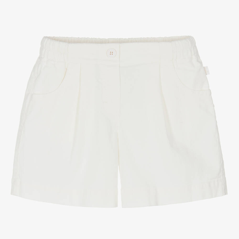 Il Gufo - Girls Ivory Cotton & Linen Shorts | Childrensalon