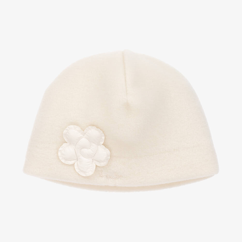 Il Gufo - Girls Ivory Flower Beanie | Childrensalon