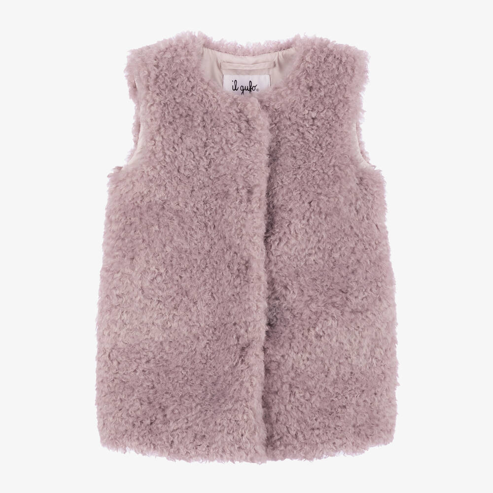 Il Gufo - Girls Lilac Purple Faux Fur Gilet | Childrensalon