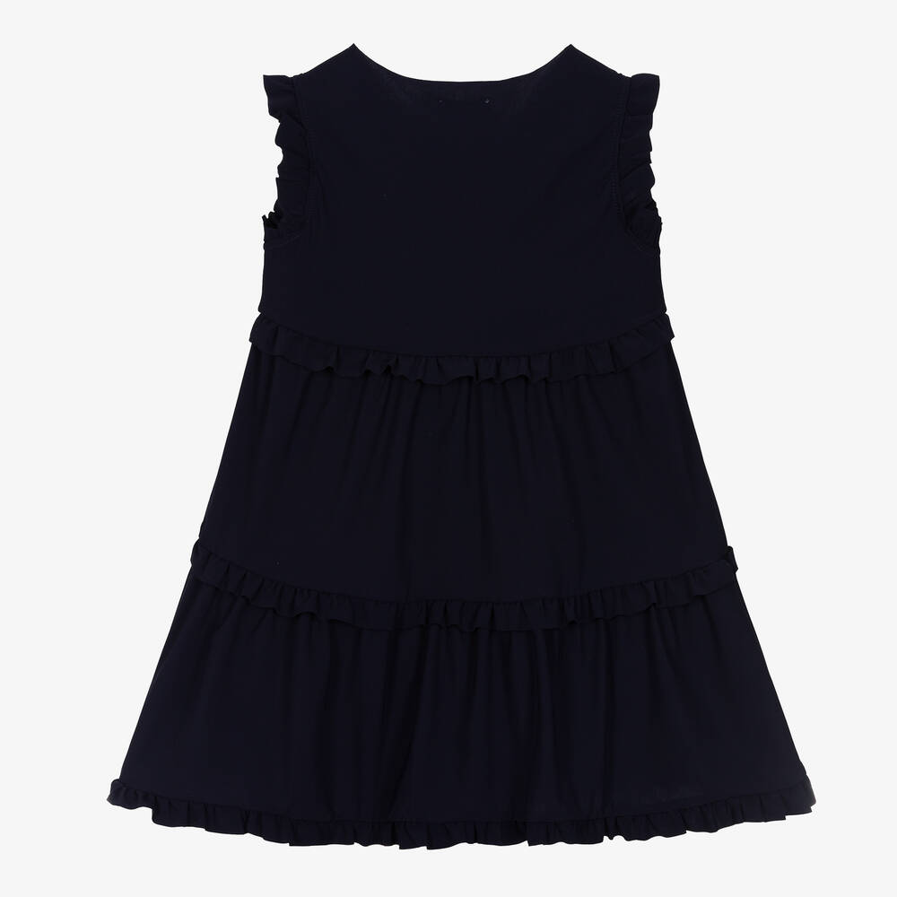 Il Gufo - Girls Navy Blue Tiered Dress | Childrensalon