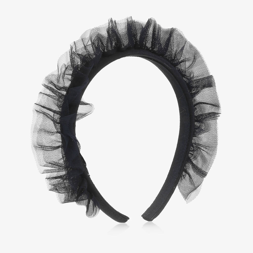 Il Gufo - Girls Navy Blue Tulle Frill Hairband | Childrensalon