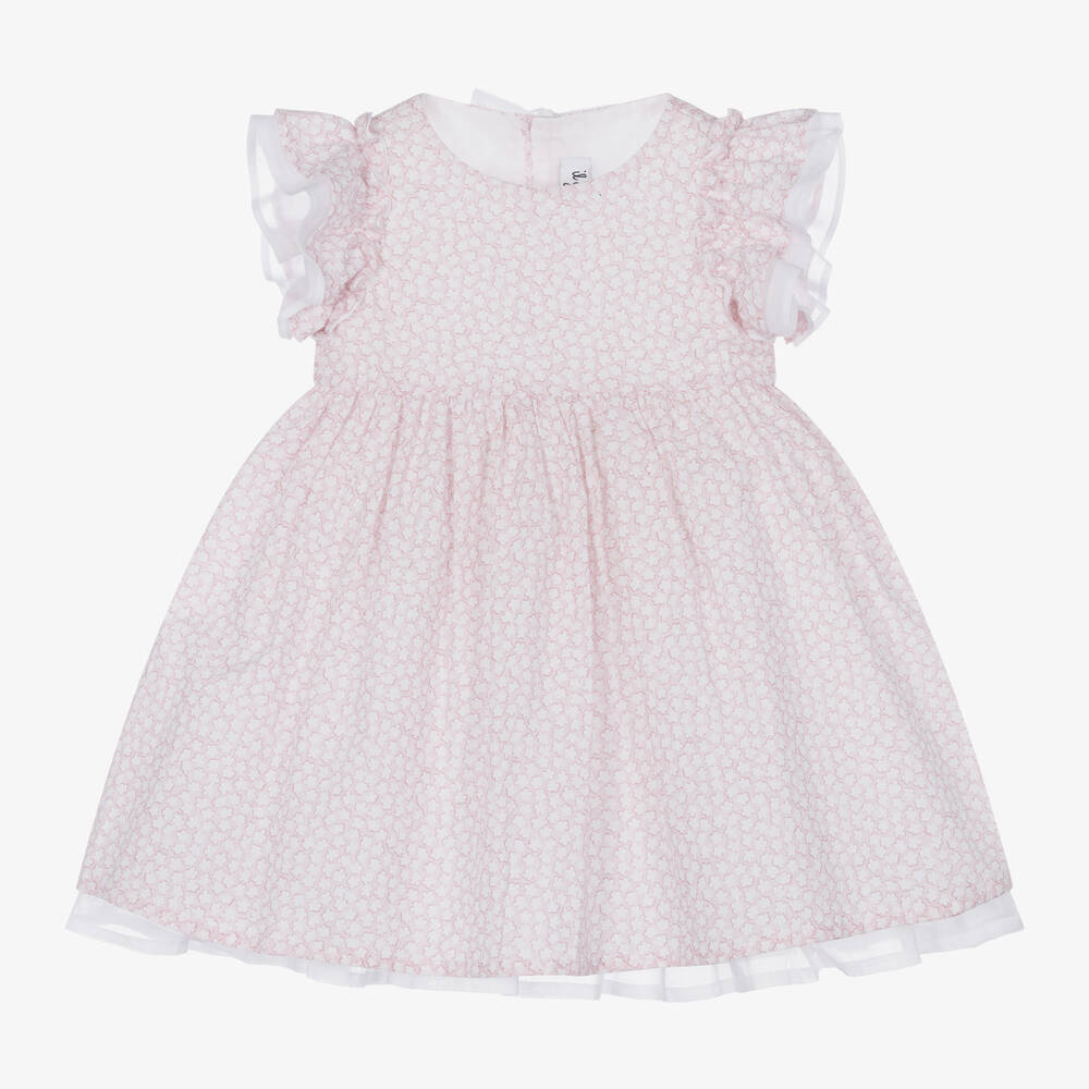 Il Gufo - Розовое хлопковое платье в цветочек для девочек | Childrensalon