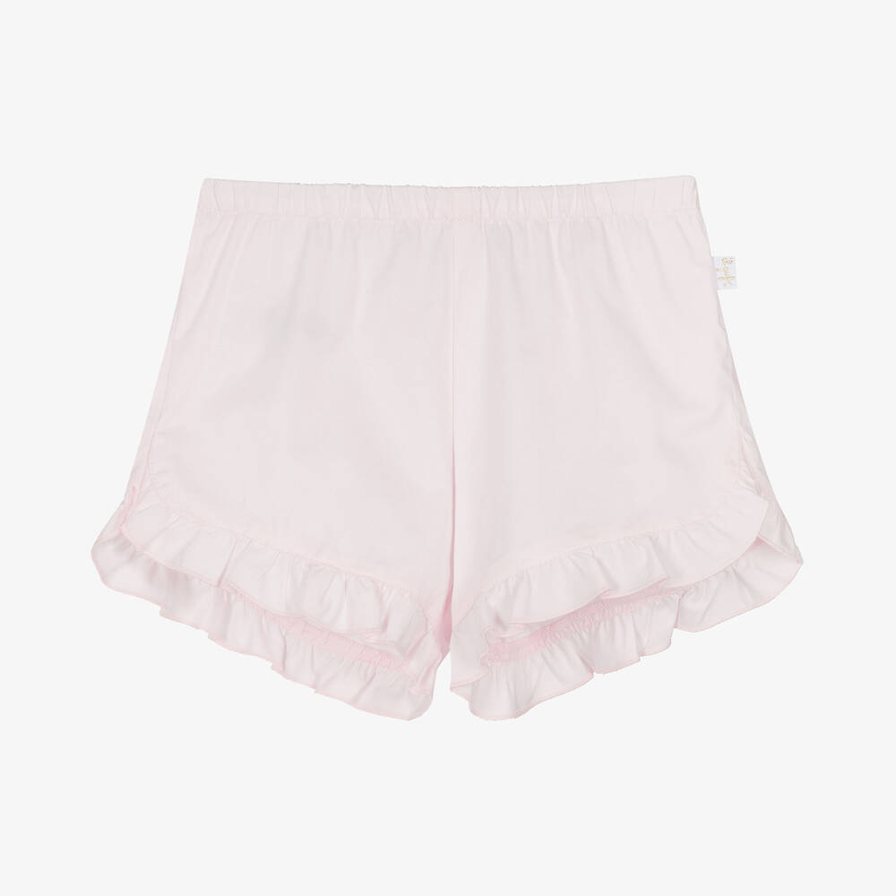Il Gufo - Girls Pink Cotton Frill Shorts | Childrensalon
