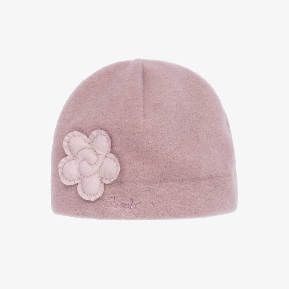 Il Gufo - Girls Pink Fleece Flower Hat | Childrensalon