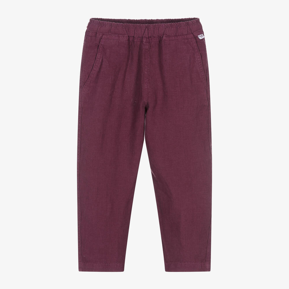 Il Gufo - Girls Red Linen Tapered Trousers | Childrensalon