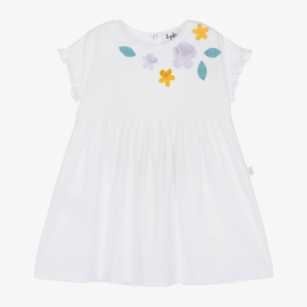 Il Gufo - Girls White Cotton Dress | Childrensalon