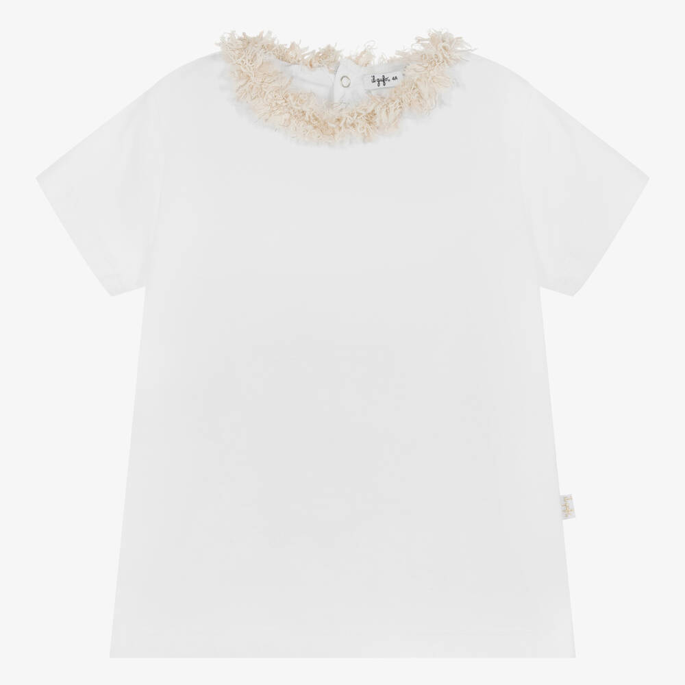 Il Gufo - Белая хлопковая футболка для девочек | Childrensalon