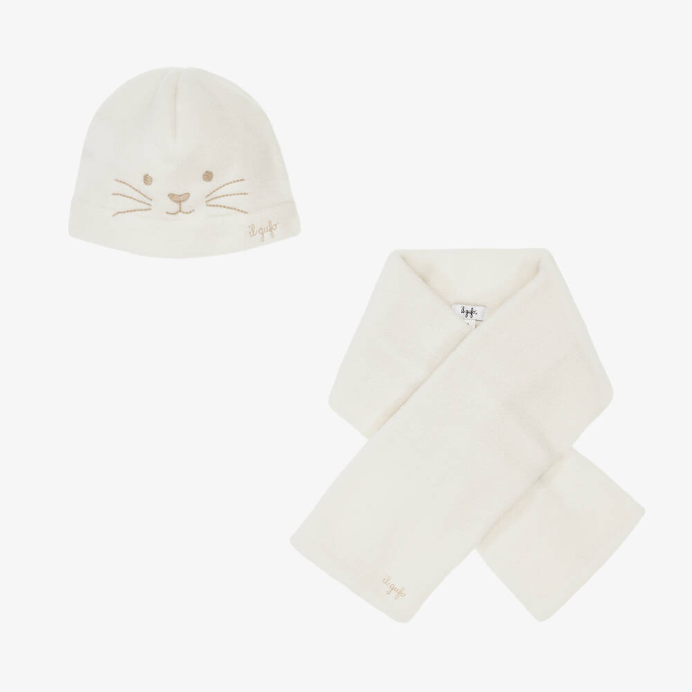 Il Gufo - Ivory Fleece Hat & Scarf Set | Childrensalon