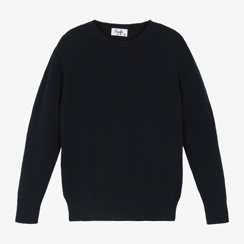 Il Gufo - Navy Blue Wool Knit Sweater | Childrensalon