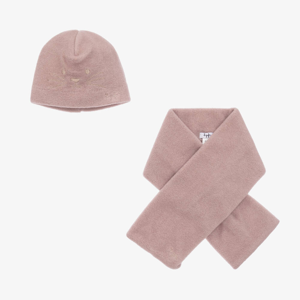 Il Gufo - Pink Fleece Hat & Scarf Set | Childrensalon