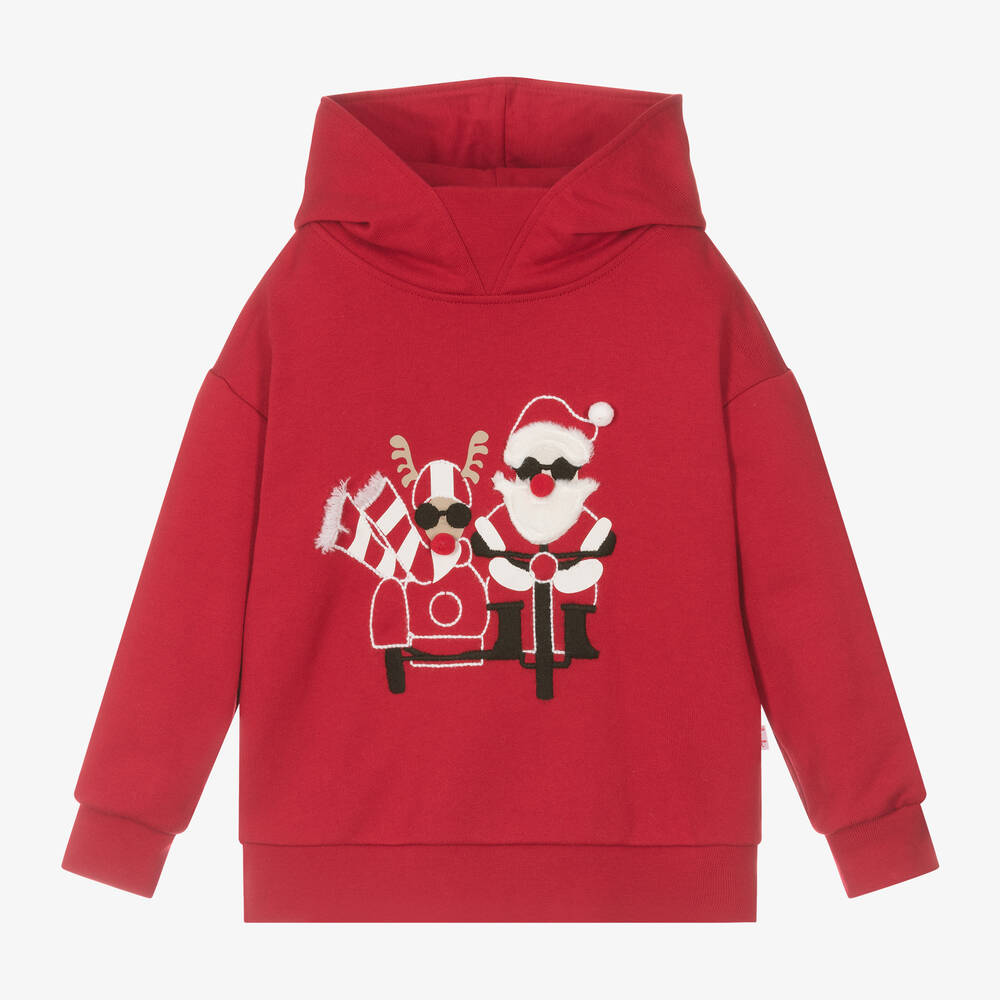 Il Gufo -  Red Cotton Festive Hoodie | Childrensalon