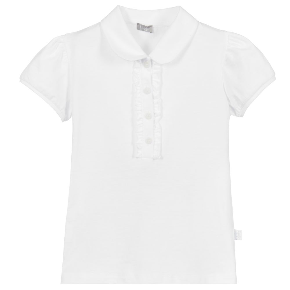 Il Gufo Babies' Girls White Cotton Polo Shirt