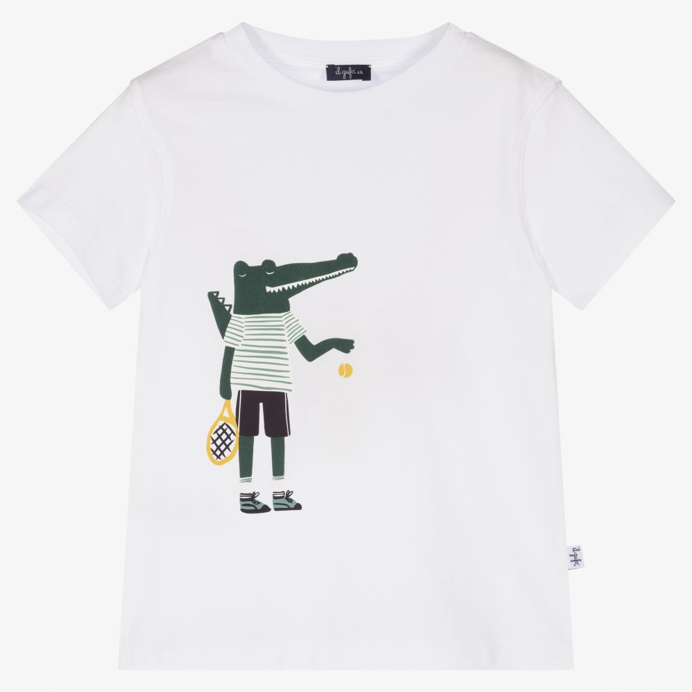 Il Gufo - White Tennis Crocodile T-Shirt | Childrensalon