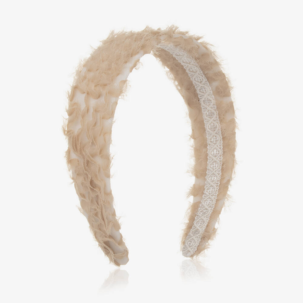 Irpa - Girls Beige Tulle Hairband | Childrensalon