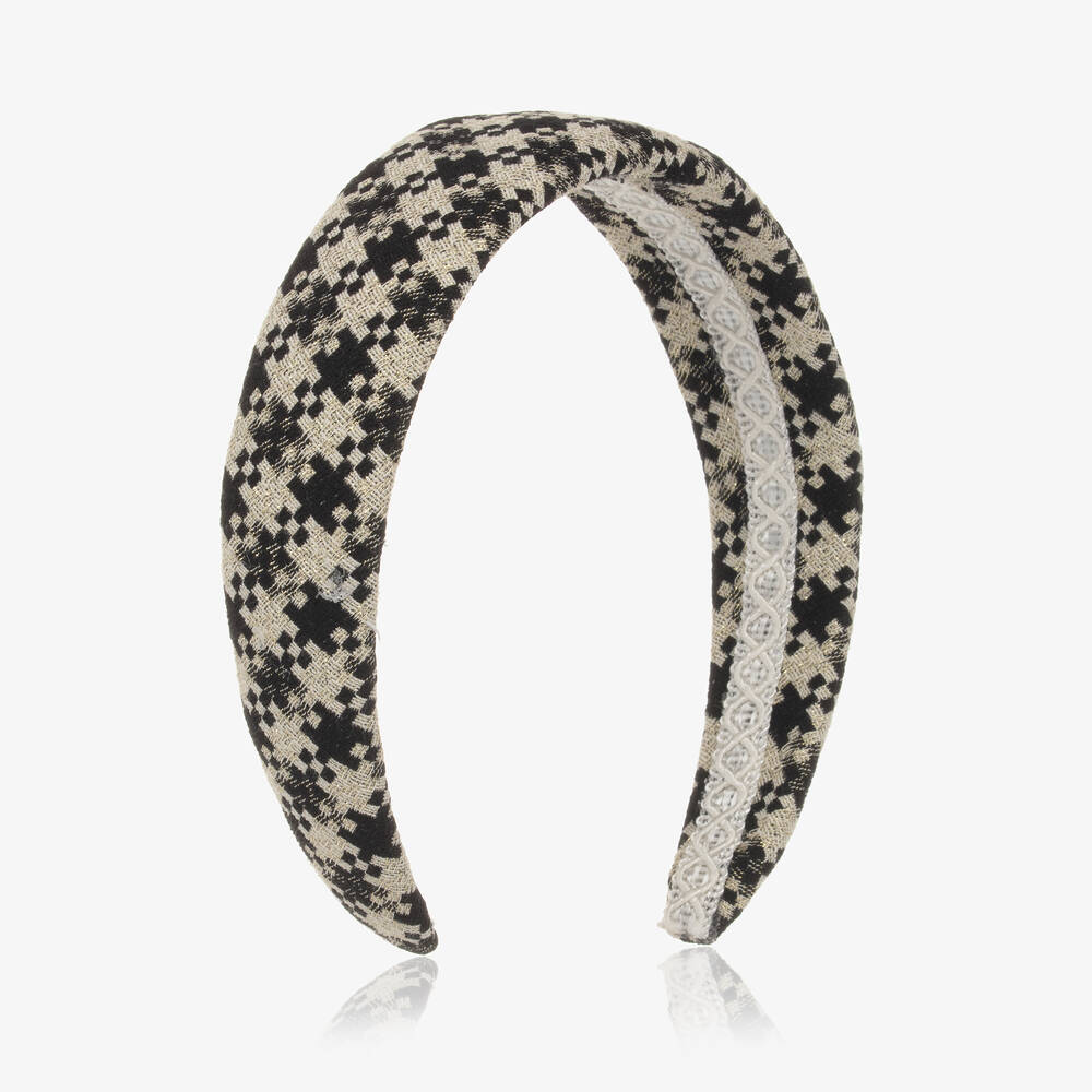 Irpa - Girls Black Houndstooth Hairband | Childrensalon