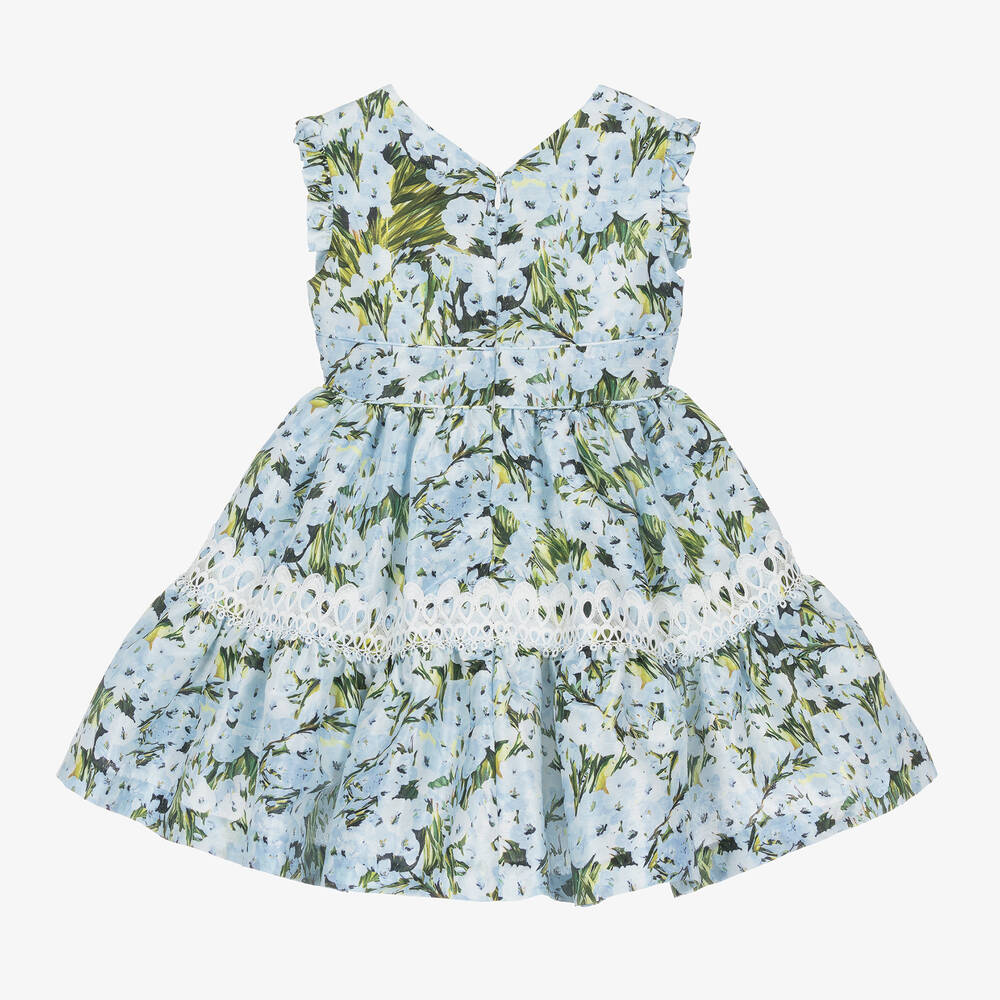 Irpa - Girls Blue Floral Dress | Childrensalon