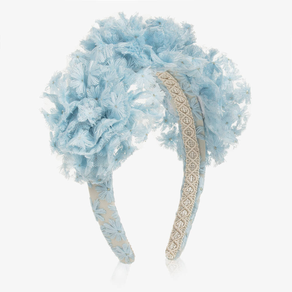 Irpa - Girls Blue Tulle Flower Hairband | Childrensalon