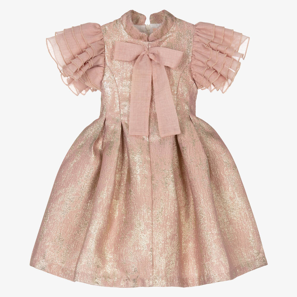Shop Irpa Girls Dusky Pink Jacquard Dress