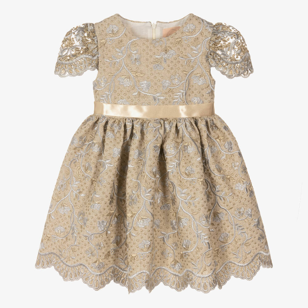 Irpa Babies' Girls Gold Brocade Dress | ModeSens