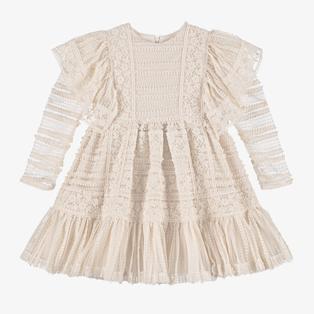 Irpa - Girls Ivory Embroidered Tulle Dress | Childrensalon