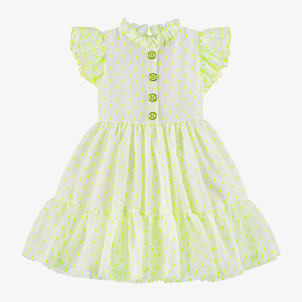 Irpa - Girls Neon Green Plumeti Dress | Childrensalon
