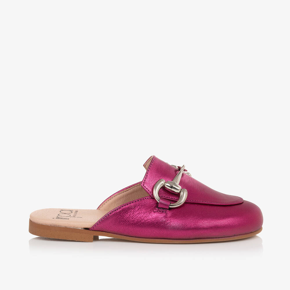 Irpa Kids' Girls Pink Leather Backless Loafers