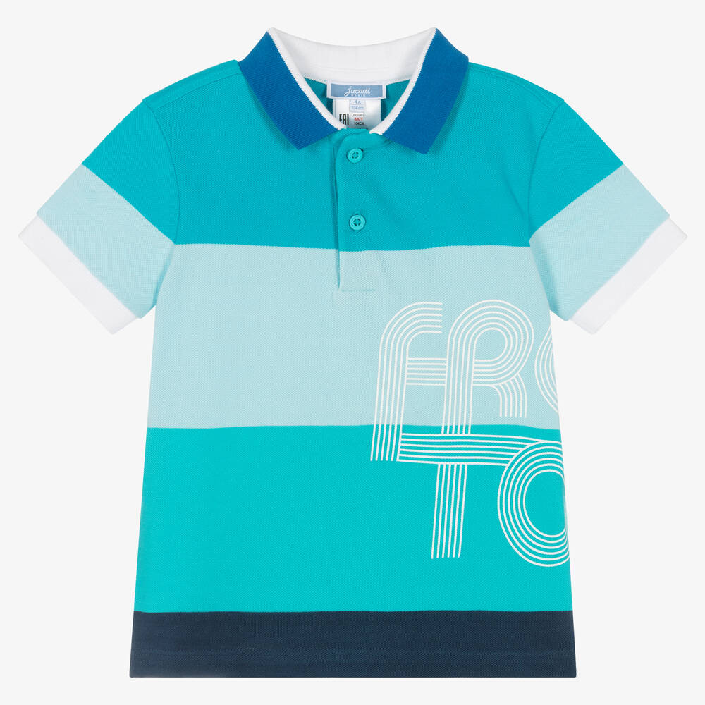 Jacadi Paris - Boys Blue Cotton Polo Shirt | Childrensalon