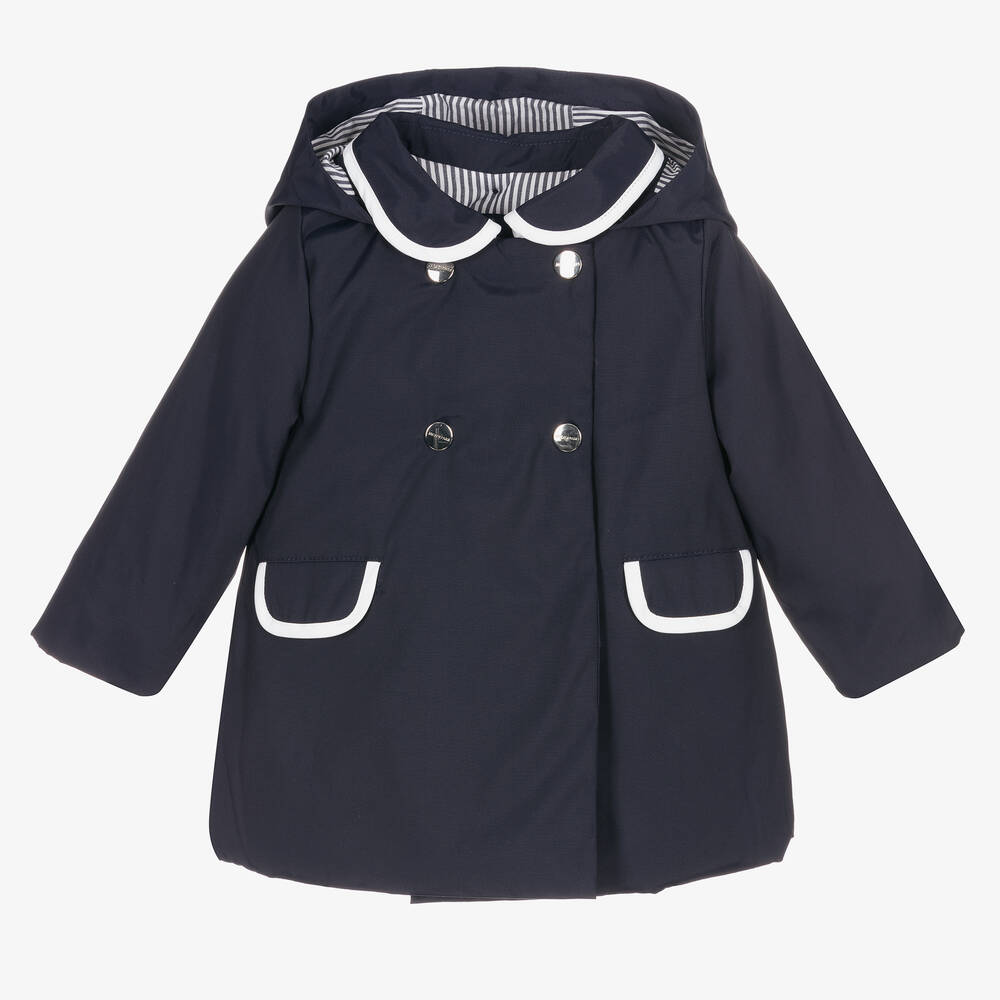 Jacadi Paris - Girls Navy Blue Hooded Coat | Childrensalon