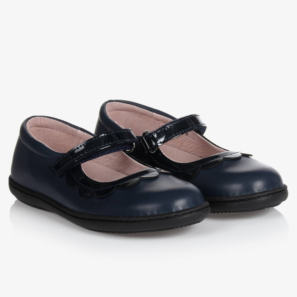 Jacadi Bleu Marine Bleu Verni Mary Jane Ballerine Chaussures avec boîte d'origine taille 26 