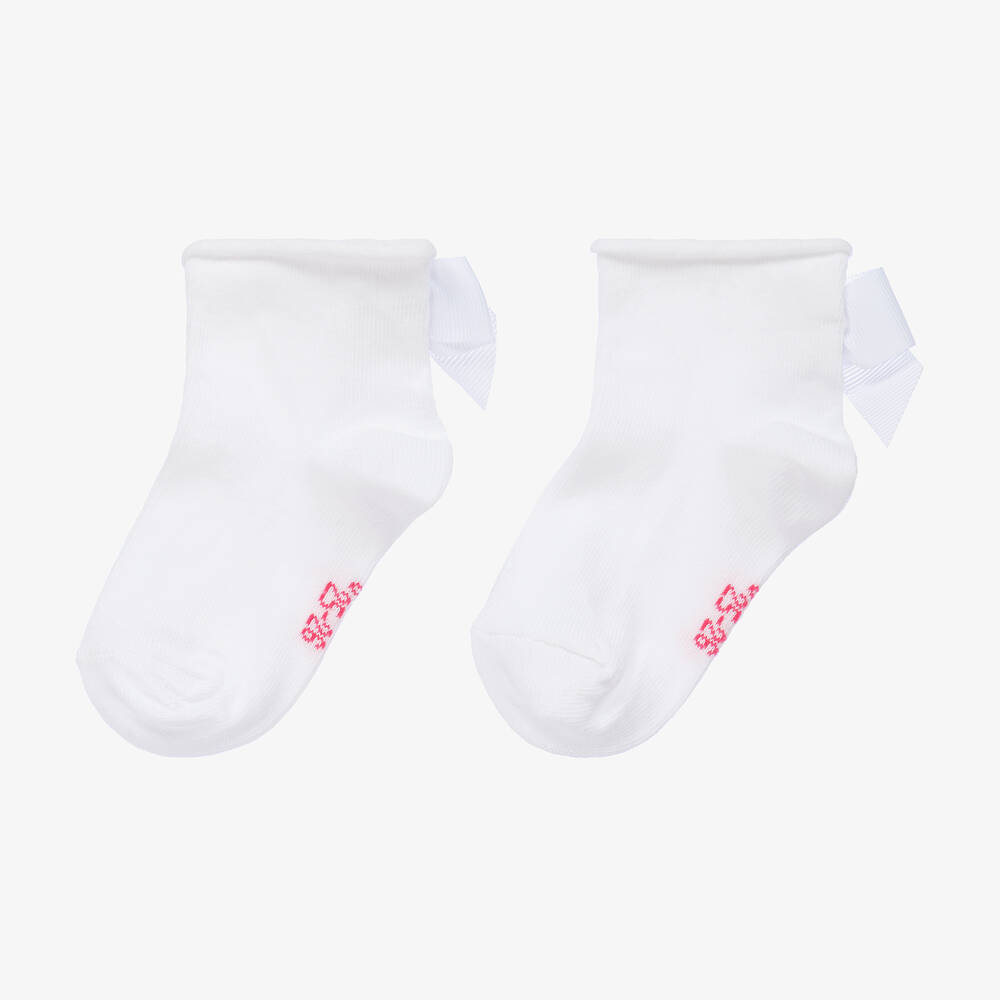 Jacadi Paris - Girls White Cotton Bow Socks | Childrensalon