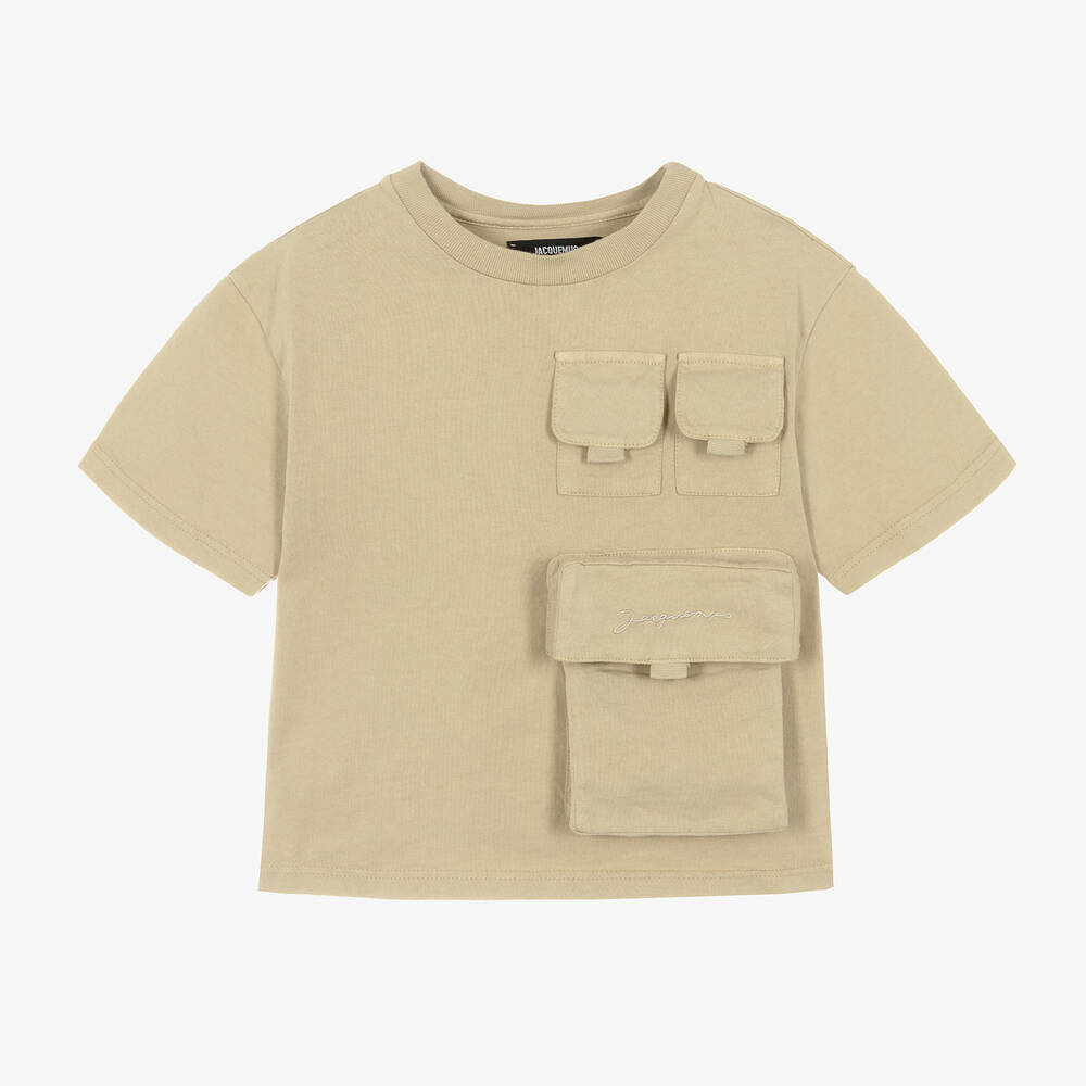 JACQUEMUS - T-shirt utilitaire en coton beige | Childrensalon