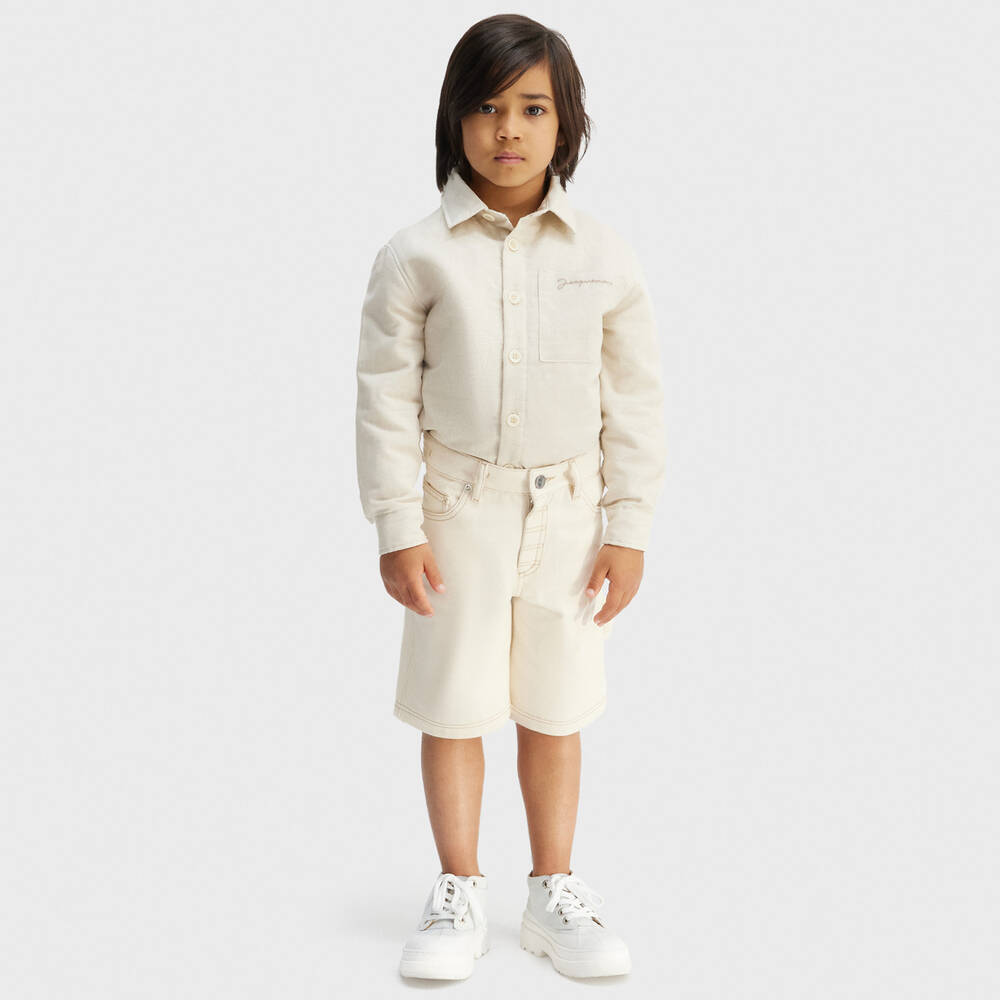 JACQUEMUS-Short en denim de coton ivoire garçon | Childrensalon