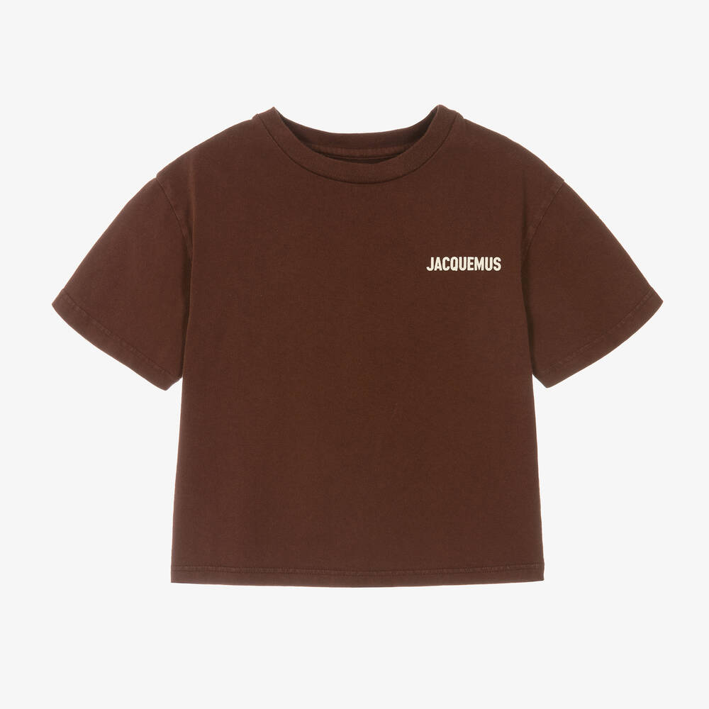 JACQUEMUS - Коричневая хлопковая футболка | Childrensalon