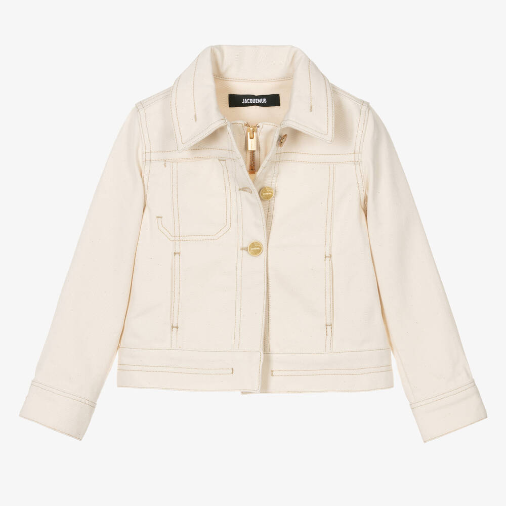 JACQUEMUS - Ivory Cotton Denim Jacket | Childrensalon