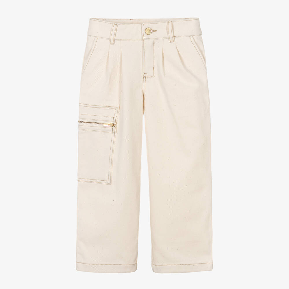 JACQUEMUS - Ivory Cotton Denim Straight Fit Trousers | Childrensalon
