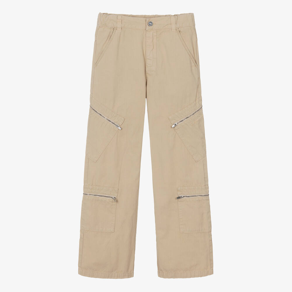 Jacquemus Enfant Teen Beige Cotton Cargo Trousers