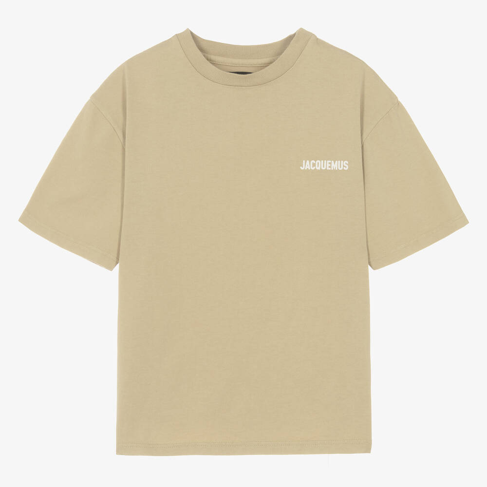 Shop Jacquemus Enfant Teen Beige Cotton T-shirt