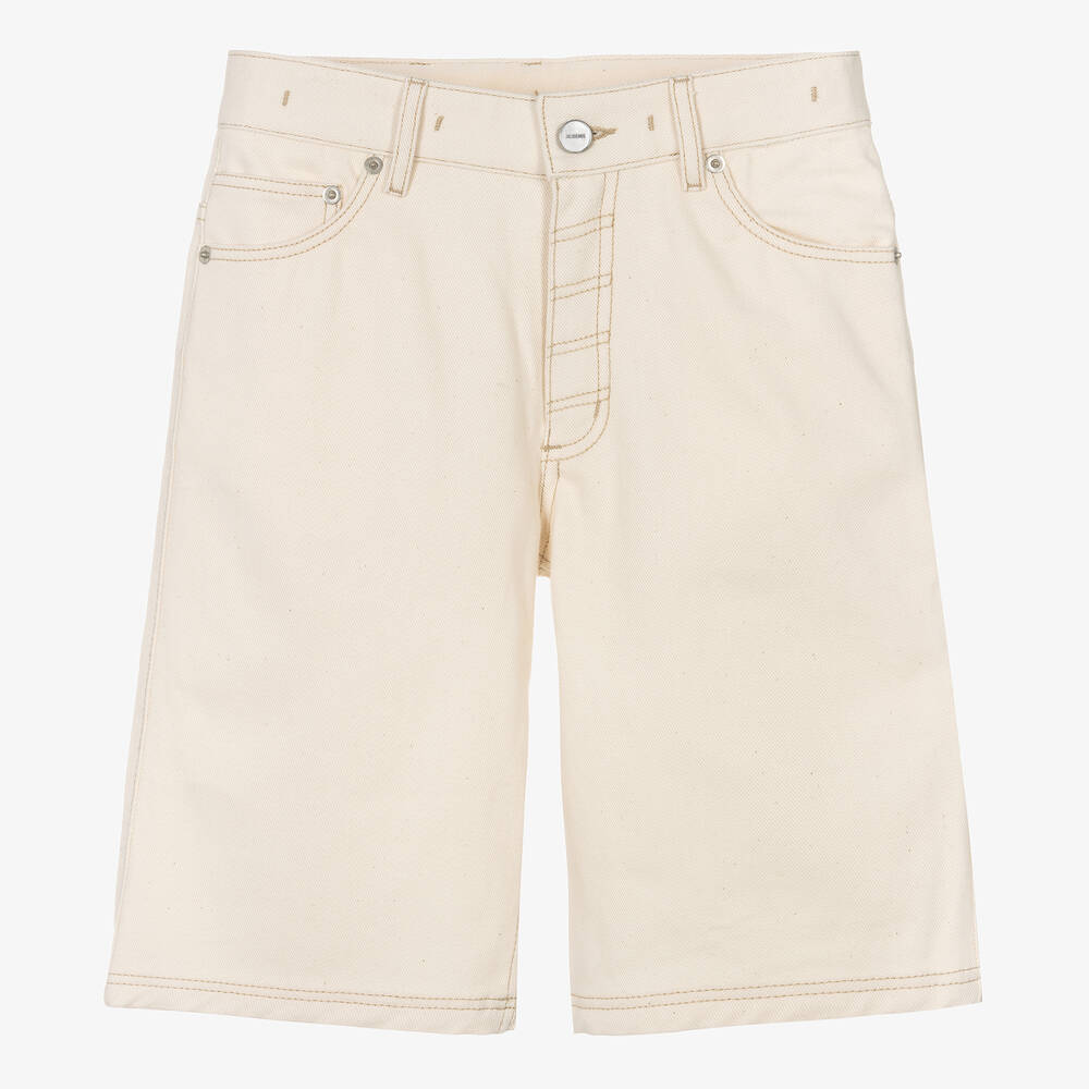 JACQUEMUS - Teen Boys Ivory Cotton Denim Shorts | Childrensalon