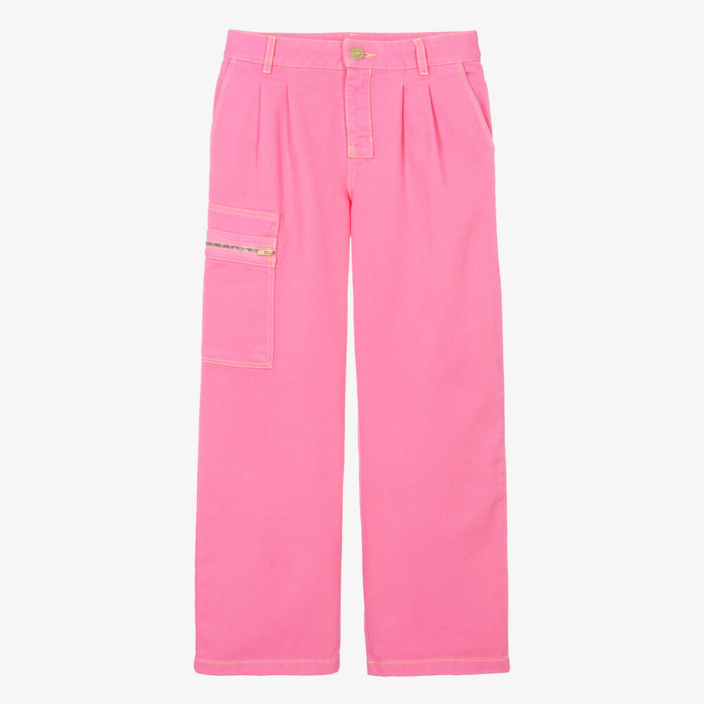 Jacquemus Enfant Teen Girls Pink Cotton Denim Straight Fit Trousers
