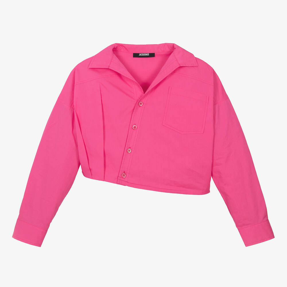 Jacquemus Enfant Teen Girls Pink Cropped Cotton Blouse