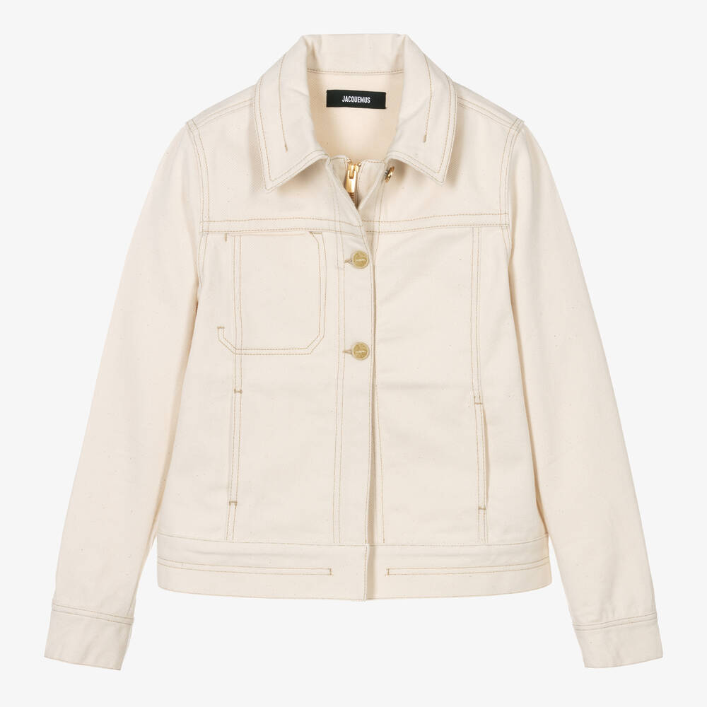 Jacquemus Enfant Teen Ivory Cotton Denim Jacket