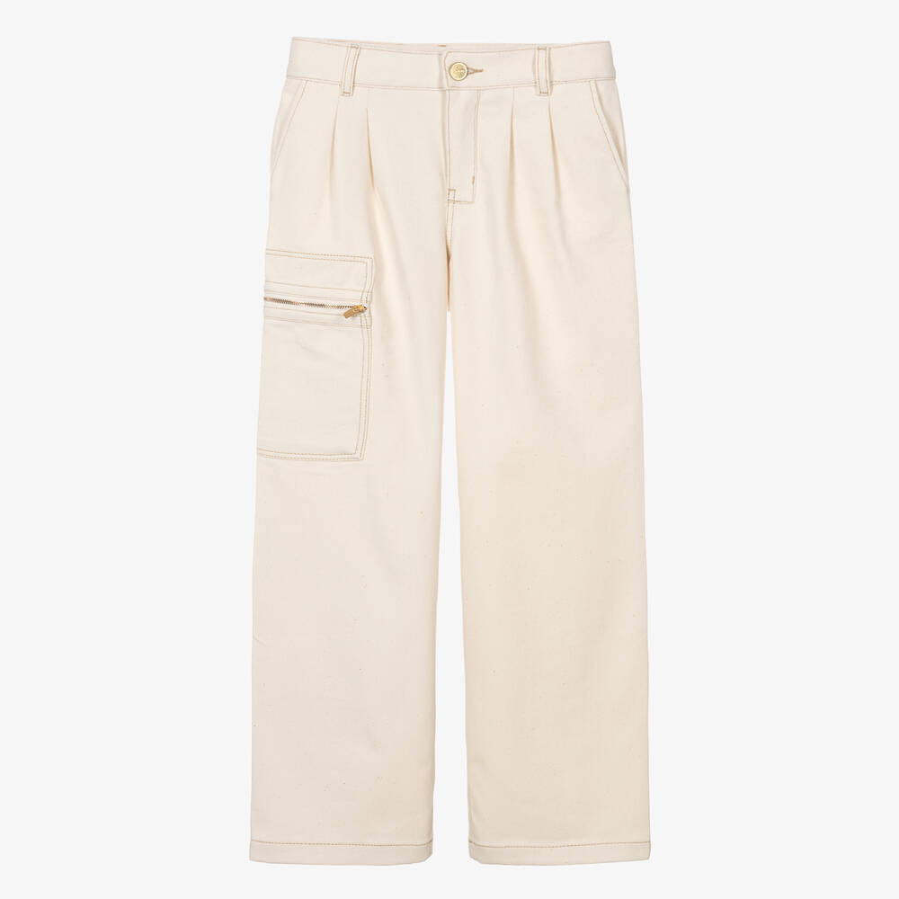 JACQUEMUS - Teen Ivory Cotton Denim Straight Fit Trousers | Childrensalon