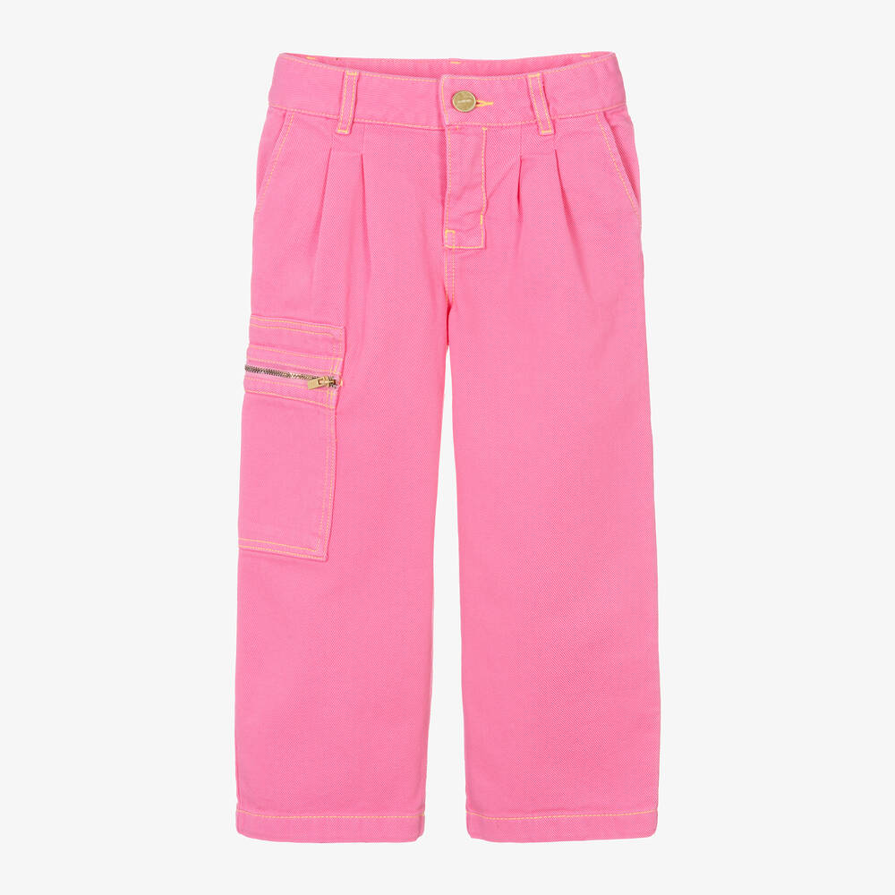 JACQUEMUS - Розовые хлопковые брюки прямого кроя из денима для девочек | Childrensalon
