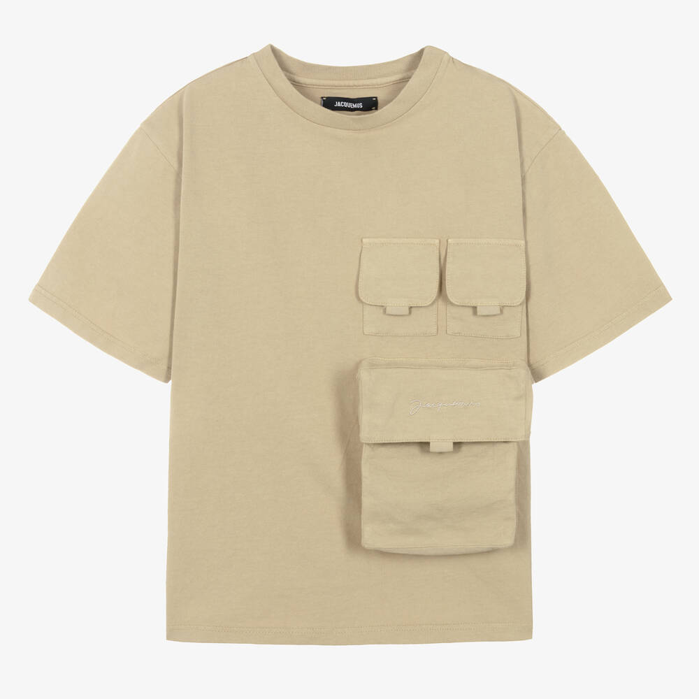 JACQUEMUS - T-shirt utilitaire en coton beige ado | Childrensalon