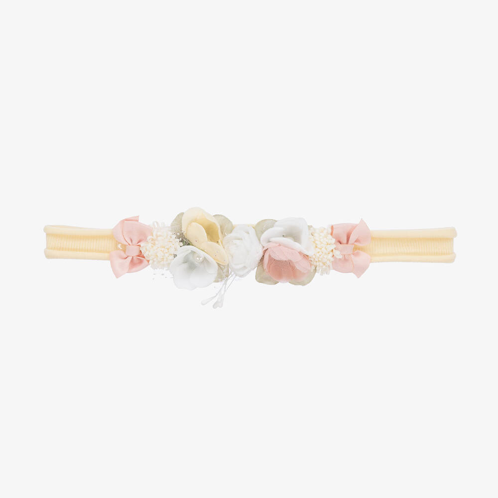 Jamiks Baby Girls Floral Headband In Ivory